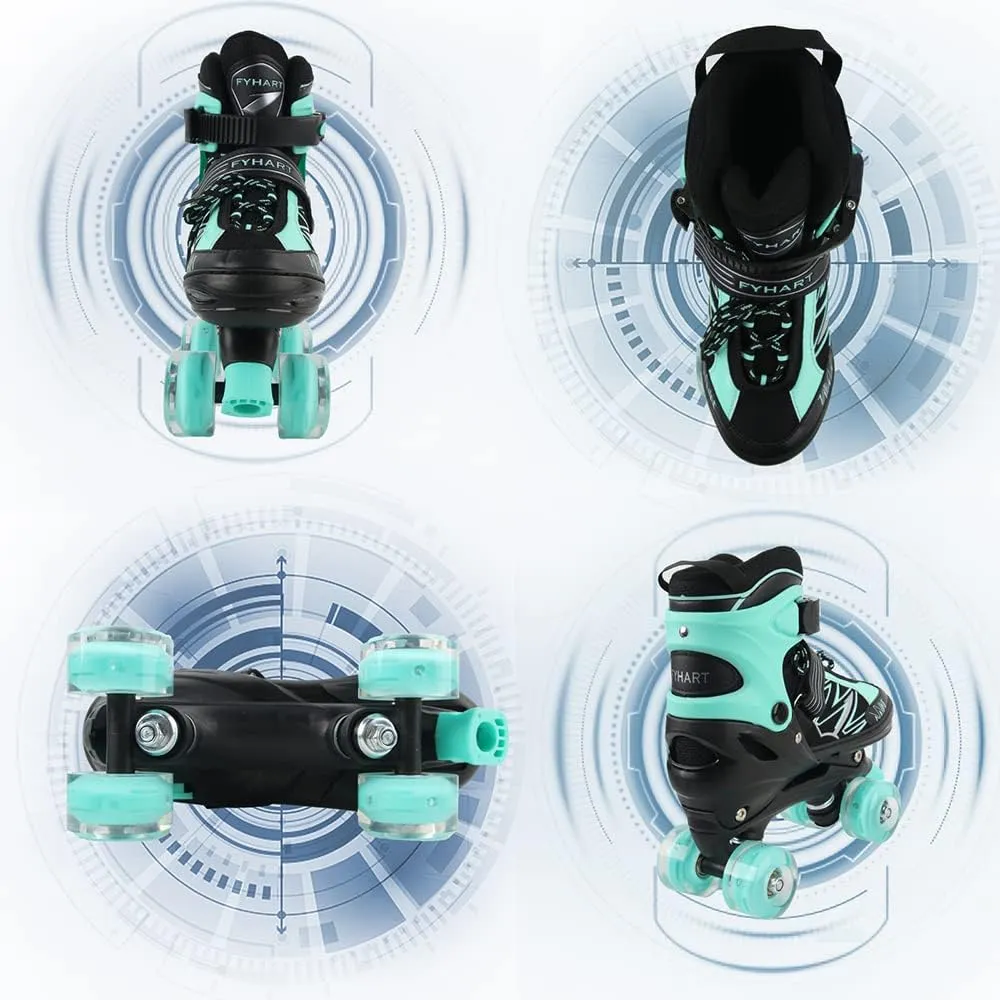 Kids Roller Skates for Boys Girls Kids Toddler Beginners, Adjustable 4 Sizes Quad Boys Roller Skates with All Light Up Wheels for Indoor Outdoor Sports