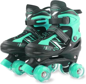 Kids Roller Skates for Boys Girls Kids Toddler Beginners, Adjustable 4 Sizes Quad Boys Roller Skates with All Light Up Wheels for Indoor Outdoor Sports