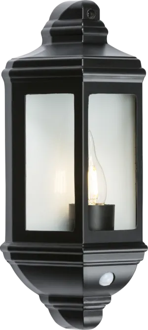 Knightsbridge 5401A IP33 60W Die-Cast Aluminium Clear Glass Wall lantern with PIR Sensor