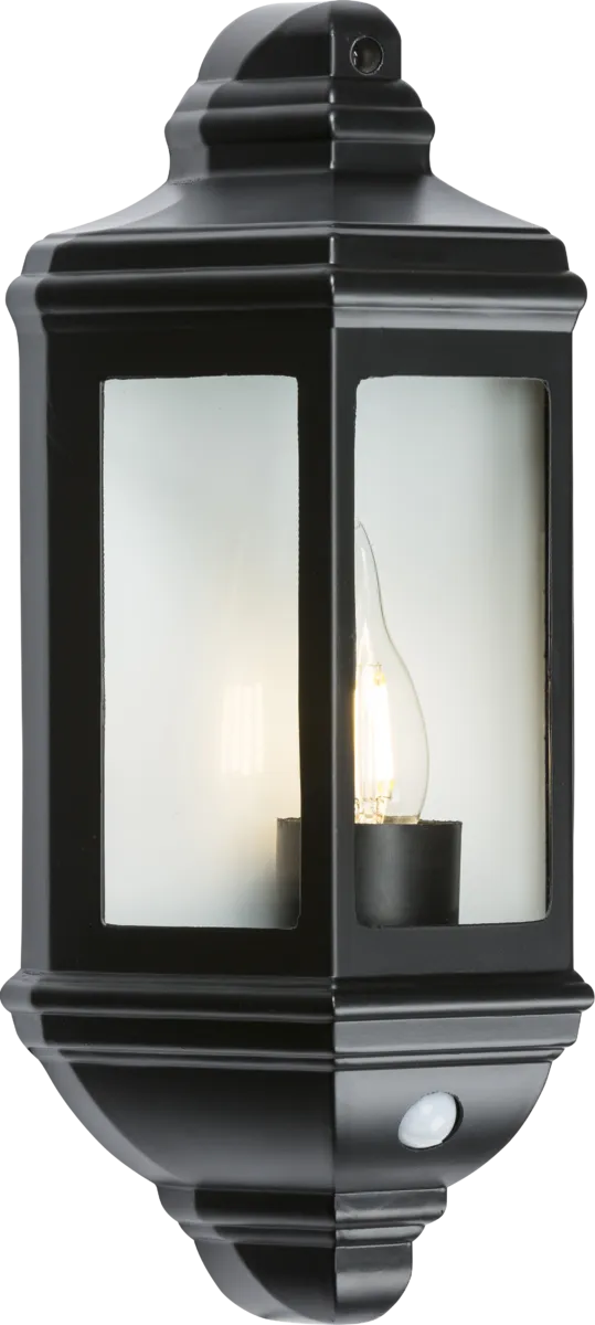 Knightsbridge 5401A IP33 60W Die-Cast Aluminium Clear Glass Wall lantern with PIR Sensor