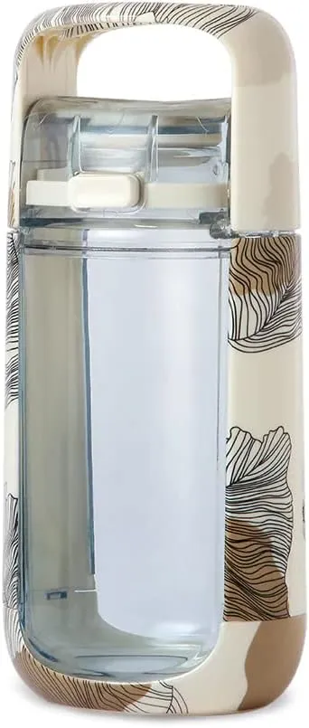 KOR One Planet 13.5oz Tritan Water Bottle with Lid Safety Lock, One Click Open Cap and Ergonomic Carry Handle - Features Unique Water-Dipped Designs Inspired by Nature