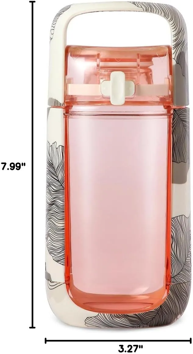 KOR One Planet 13.5oz Tritan Water Bottle with Lid Safety Lock, One Click Open Cap and Ergonomic Carry Handle - Features Unique Water-Dipped Designs Inspired by Nature
