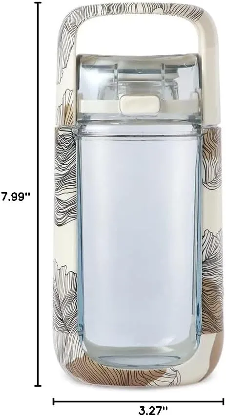 KOR One Planet 13.5oz Tritan Water Bottle with Lid Safety Lock, One Click Open Cap and Ergonomic Carry Handle - Features Unique Water-Dipped Designs Inspired by Nature