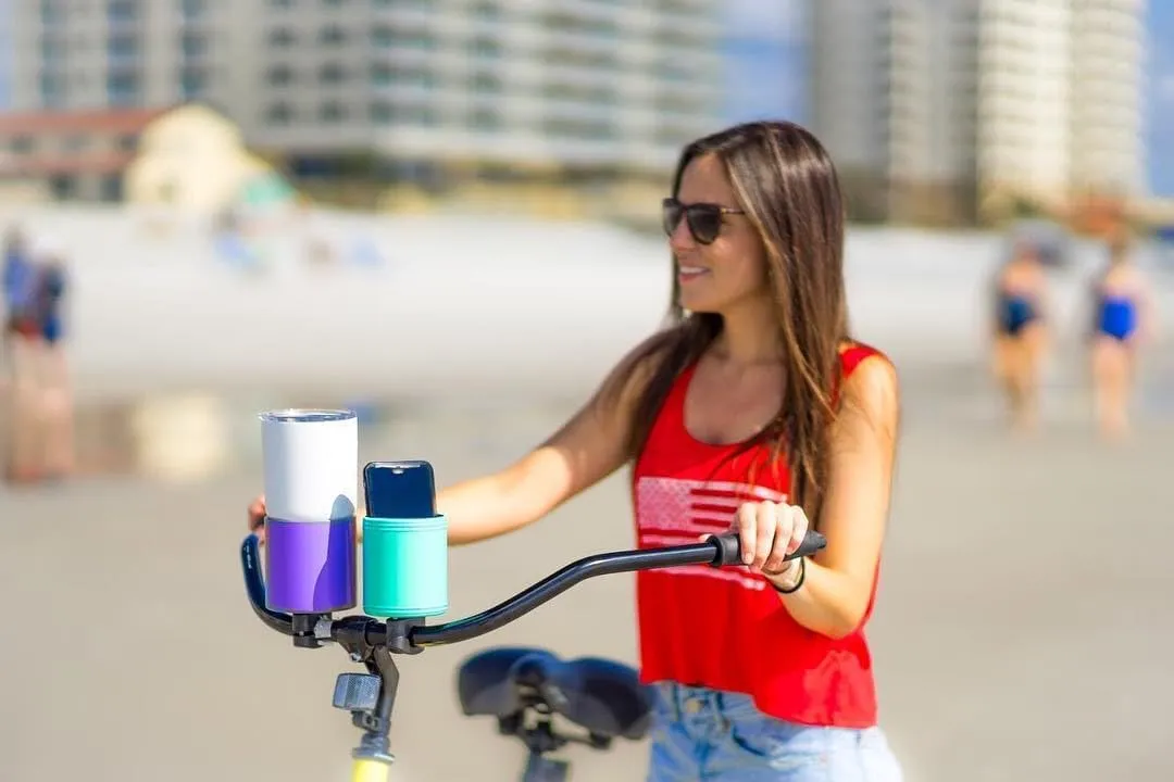Kroozie 2.0 Bicycle Cup Holder - The Ultimate Bike Cup Holder for Beach Cruisers, E-Bikes, Scooters, Strollers – A premium stainless steel handlebar drink holder that lasts