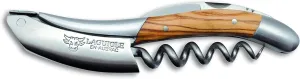 Laguiole En Aubrac Sommelier Waiter's Corkscrew, Olivewood Handle, Wine Opener With Foil Cutter & Bottle Opener, Brushed Bolster