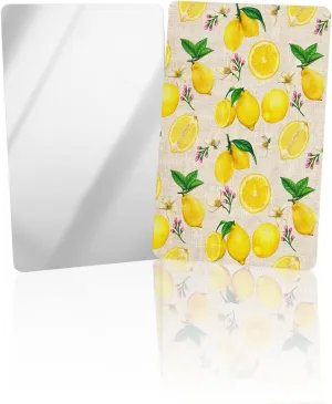 Lemon Summer Filling Small Compact Mirror for Purse, Yellow Fruits Burlap Pattern Travel Makeup Mirror for Women Men, Rectangular Handheld Compact Pocket Mirror 1 PCS