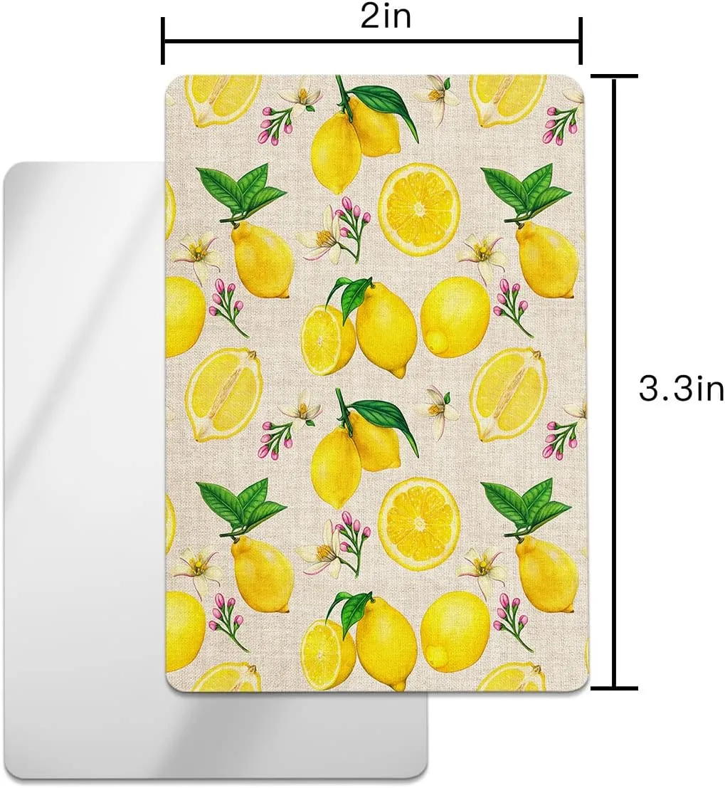 Lemon Summer Filling Small Compact Mirror for Purse, Yellow Fruits Burlap Pattern Travel Makeup Mirror for Women Men, Rectangular Handheld Compact Pocket Mirror 1 PCS