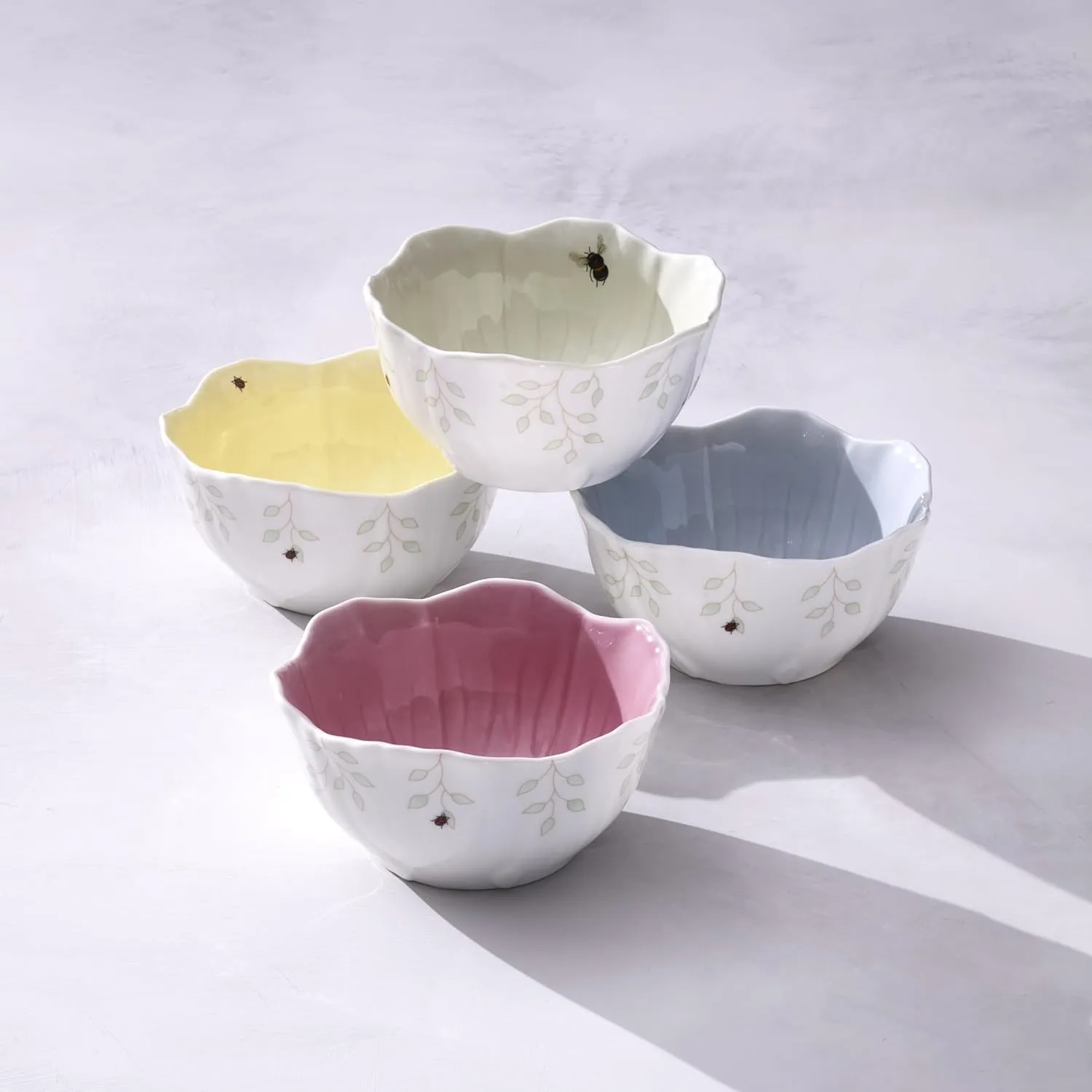 Lenox 897162 Butterfly Meadow Floral Dessert Bowls, Green, Set of 4