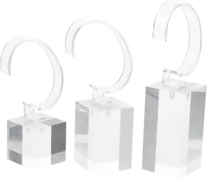LIFKOME Safe Keeper for Boys and Girls' Watches 3 Pack Compact Watch Display Stands Acrylic Bracelet Organizers