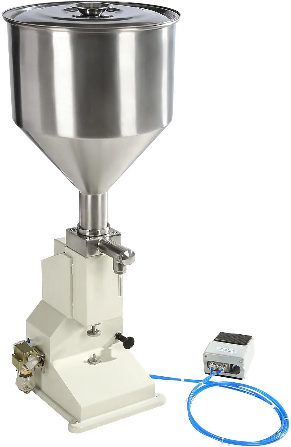 Liquid Filling Machine, 5-50ml Manual Bottle Filler Adjustable Paste Filling Machine Bottle Filler with Stainless Steel Hopper for Cream Cosmetic Honey (Type: A02)