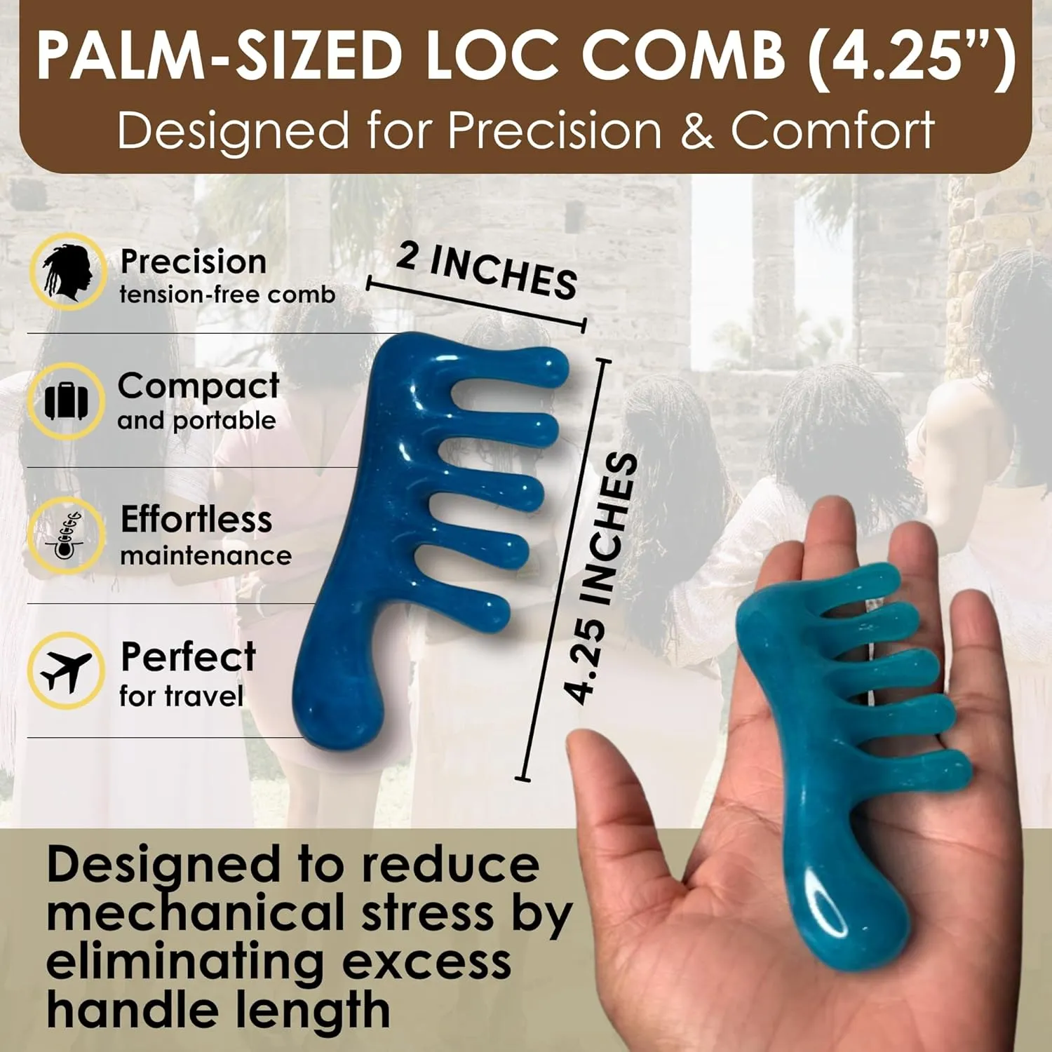 Loc Comb - Scalp Massager | Gua Sha Hair Care Inspired Wide Tooth Comb for Curls - Head Massager for Hair Growth, Hair Detangler for Women, Men By NVLX LABS (Mist)