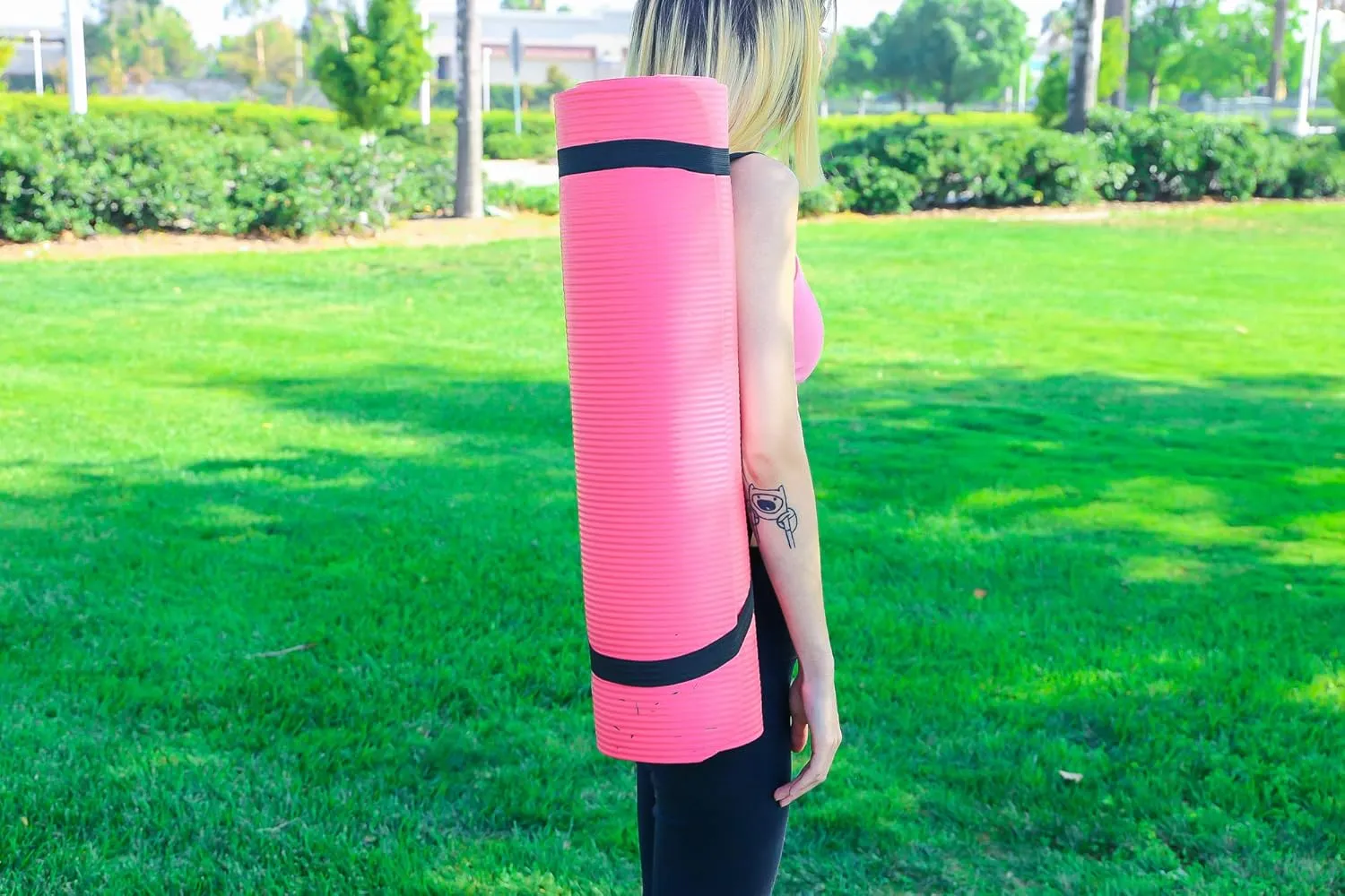 LOKATSE Home All Purpose Thick Yoga Mat with Carrying Strap High Density