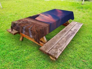 Lunarable Wilderness Outdoor Tablecloth, Shiprock Volcanic Mountain in Desert Plane of New Mexico USA Travel Destination, Decorative Washable Picnic Table Cloth, 58" X 104", Multicolor