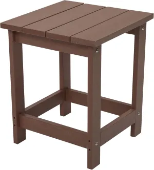 LZRS Adirondack Square Outdoor Side Table, Pool Composite Patio Table,HDPE End Tables for Backyard,Pool, Indoor Companion, Easy Maintenance & Weather Resistant(Brown)