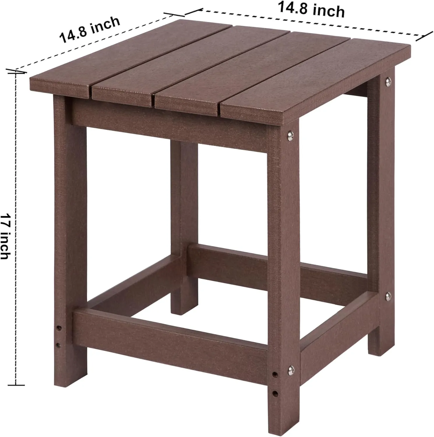 LZRS Adirondack Square Outdoor Side Table, Pool Composite Patio Table,HDPE End Tables for Backyard,Pool, Indoor Companion, Easy Maintenance & Weather Resistant(Brown)