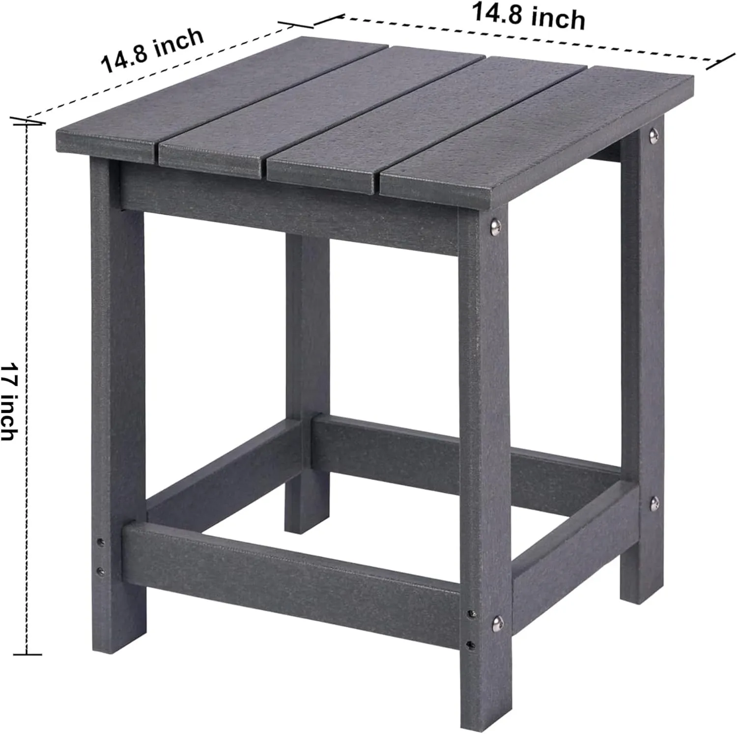 LZRS Adirondack Square Outdoor Side Table, Pool Composite Patio Table,HDPE End Tables for Backyard,Pool, Indoor Companion, Easy Maintenance & Weather Resistant(Grey)