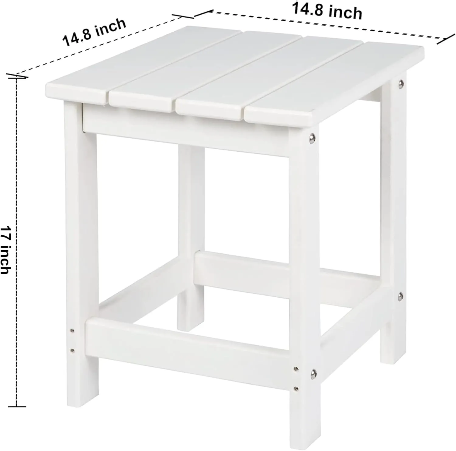 LZRS Adirondack Square Outdoor Side Table, Pool Composite Patio Table,HDPE End Tables for Backyard,Pool, Indoor Companion, Easy Maintenance & Weather Resistant(White)