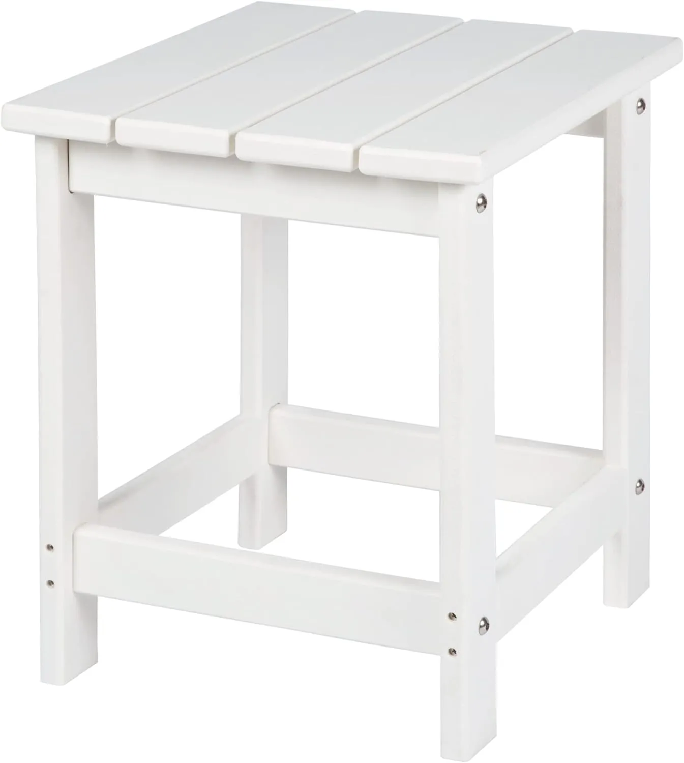 LZRS Adirondack Square Outdoor Side Table, Pool Composite Patio Table,HDPE End Tables for Backyard,Pool, Indoor Companion, Easy Maintenance & Weather Resistant(White)