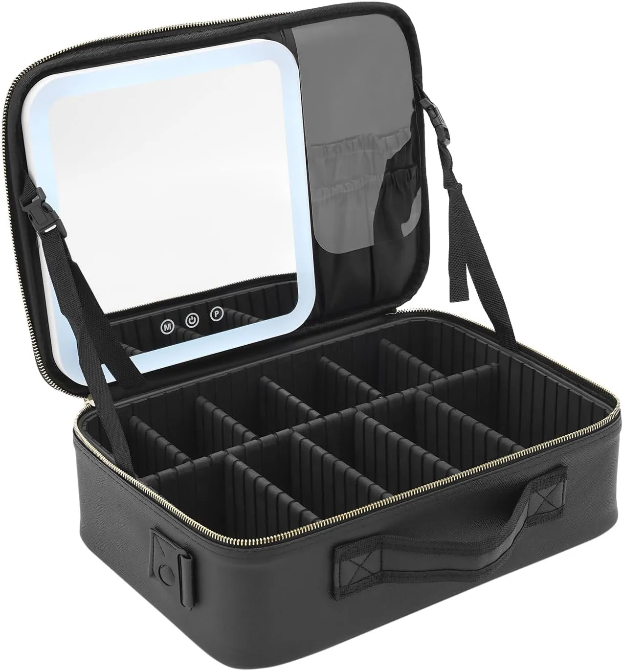 Makeup Box with A Detachable Lighted Mirror, Waterproof Travel Train Case