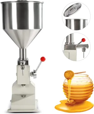 Manual Liquid Filling Machine, 10L/338.18oz Large Hopper Stainless Steel Adjustable Bottle Filling Machine for Liquids and Pastes