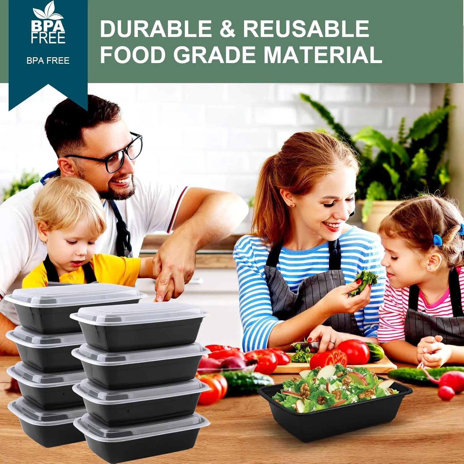Meal Prep Containers Reusable 50 Pack - 38 oz plastic food containers with lids, To Go Food Containers BPA-Free, To Go Containers With Lids Microwave, Dishwasher, Freezer Safe