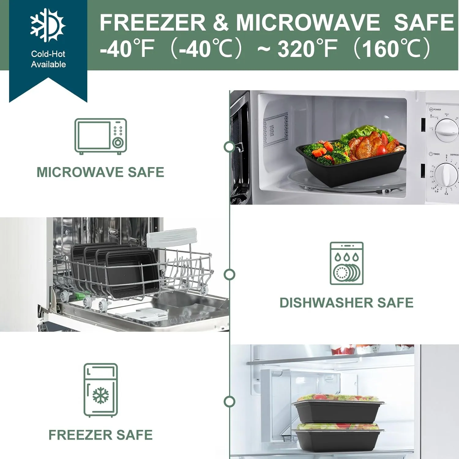Meal Prep Containers Reusable 50 Pack - 38 oz plastic food containers with lids, To Go Food Containers BPA-Free, To Go Containers With Lids Microwave, Dishwasher, Freezer Safe