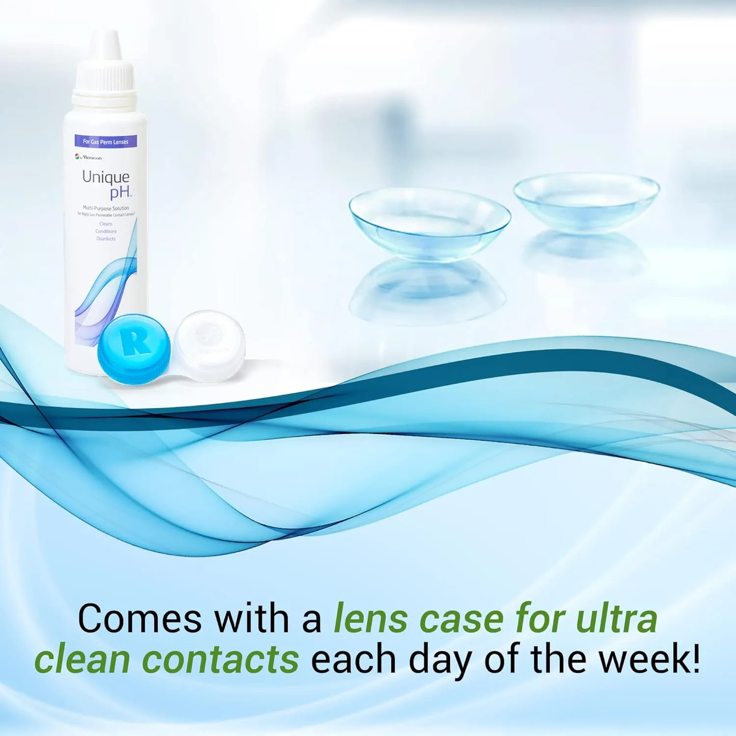 Menicon Unique pH Multi-Purpose Contact Lens Solution With Lens Case (4 Fluid Ounces)