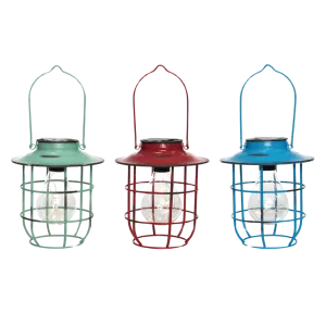 Metal Solar Hanging Retro Lantern 3 Asst