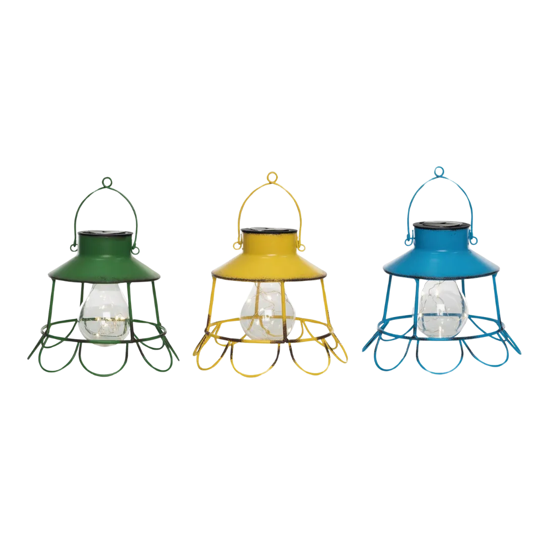 Metal Solar Hanging Retro Shade Lantern 3 Asst