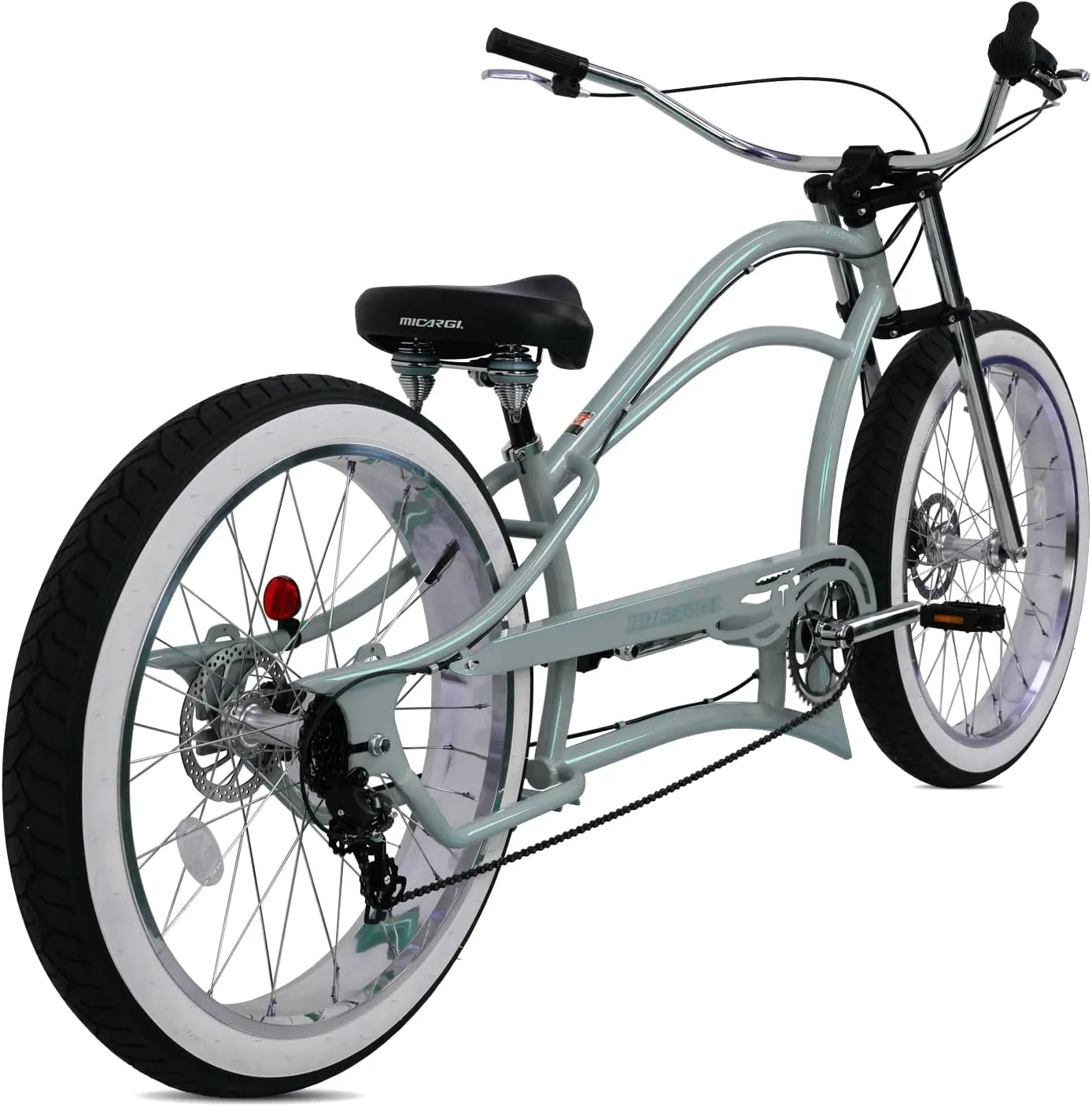 MICARGI 26" 7/GT7/3I DS Speed Bicycles Boston Chopper-Style Stretch Cruiser Bikes, Hi-Ten Steel Frame for Adult Women Men,Multiple Colors