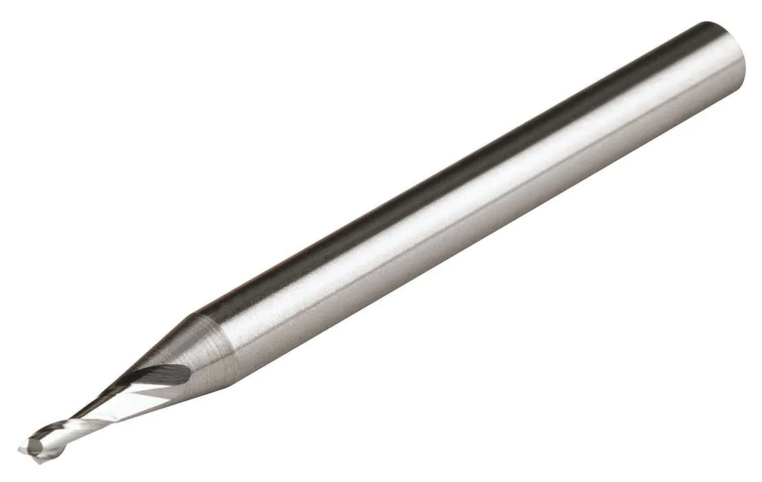 Micro 100 RME-021-2X Square End Mill, .021" Cutter Dia, .063" LOC, 2 Fl, 1/8" Shank Dia, 1-1/2" OAL, AlTiN