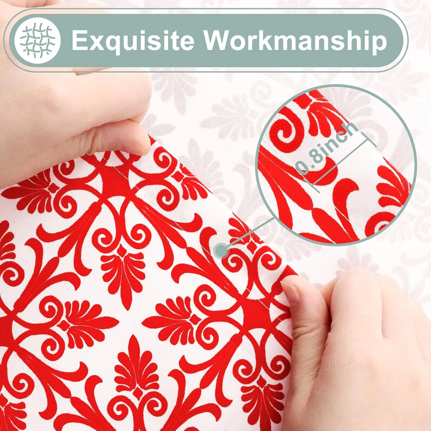 misaya 2 Pack 6 Foot Rectangle Picnic Tablecloth, Elastic Fitted Waterproof Table Cover, Windproof Washable Polyester Table Cloth for Camping, Indoor and Outdoor (Red, 30" x 72")