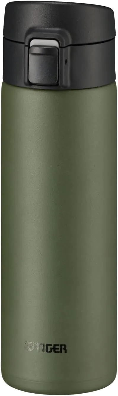 MKA-K048GK Water Bottle, 16.2 fl oz (480 ml), Tiger Thermos, TIGER Mug Bottle, One-Touch, Lightweight, Green