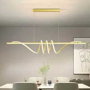 Modern LED Pendant Lights, Ceiling Chandelier Dimmable with Remote Control 3000k-6000K Adjustable Color Temperature, Aluminum Island Lighting Lamp Fixture for Kitchen, Dining Room(57in Gold)