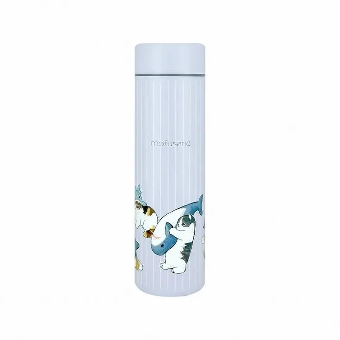 Mofusand Stainless Steel Bottle 400ml (Shark Nyan Procession) – Cute Cat Design, Compact & Portable – Heat & Cold Retention