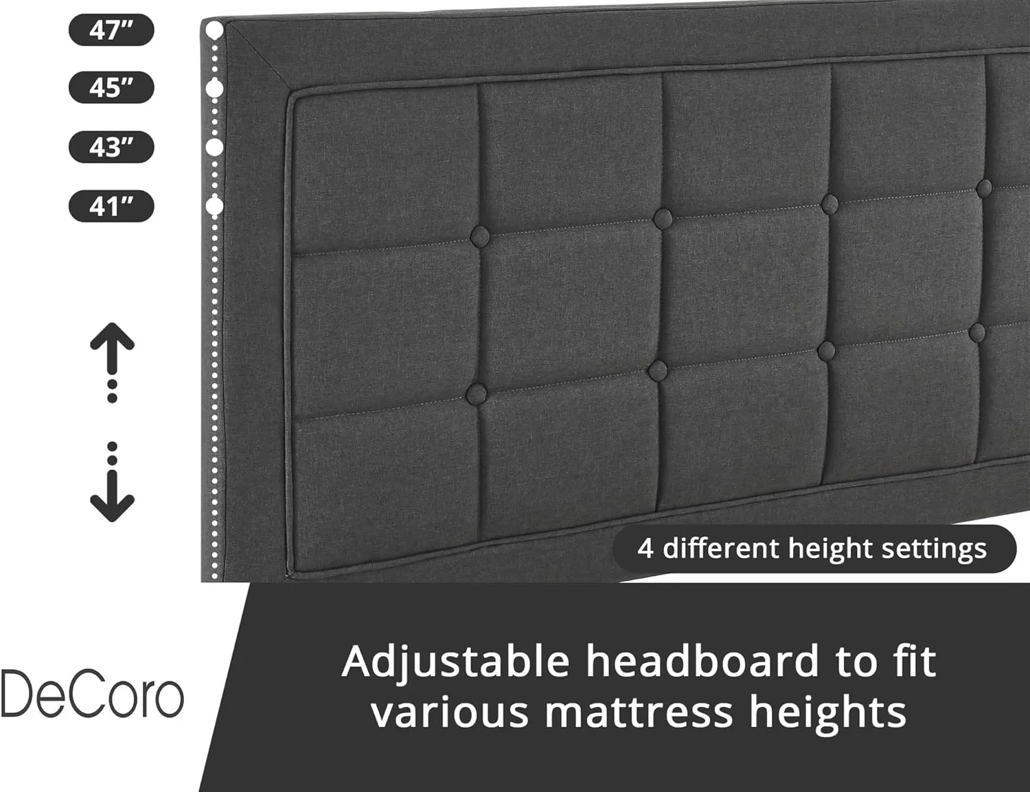 Mornington Upholstered 2.0 Platform Full Size Bed Frame and Headboard, King, Dark Grey