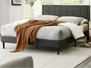 Mornington Upholstered 2.0 Platform Full Size Bed Frame and Headboard, Queen, Dark Grey