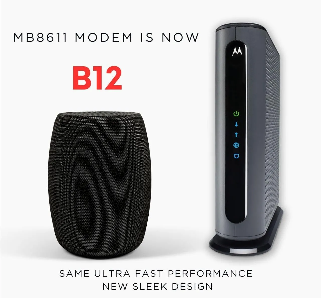 Motorola B12 - Advanced Compact Cable Modem | Pairs with Any WiFi Router | Supports Comcast Xfinity, Cox, Spectrum | 2500 Mbps Max | DOCSIS 3.1 | 2.5 Gbps Port | Nex Gen MB8611