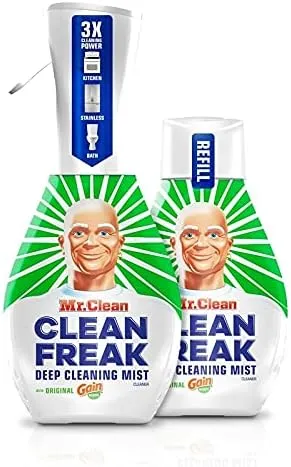 Mr. Clean Freak Deep Cleaning Mist Multi-Surface Spray with Gain Original Bundle, 1 Starter   1 Refill