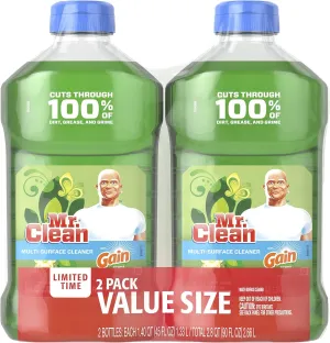 Mr. Clean Liquid All Purpose Multi-Surface Cleaner | with Gain Original - 45 Ounce Each Bottle (Pack of 2) (Total 90 fl oz)