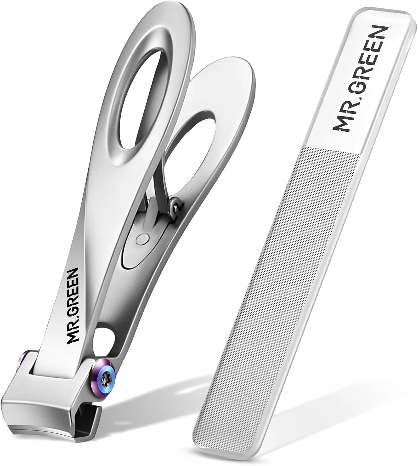MR.GREEN Nail Clippers Wide Jaw Opening Stainless Steel Fingernail Clipper Thick Hard Toenail Cutter Manicure Scissors Tools (Nail Clipper (Large) Nail File)