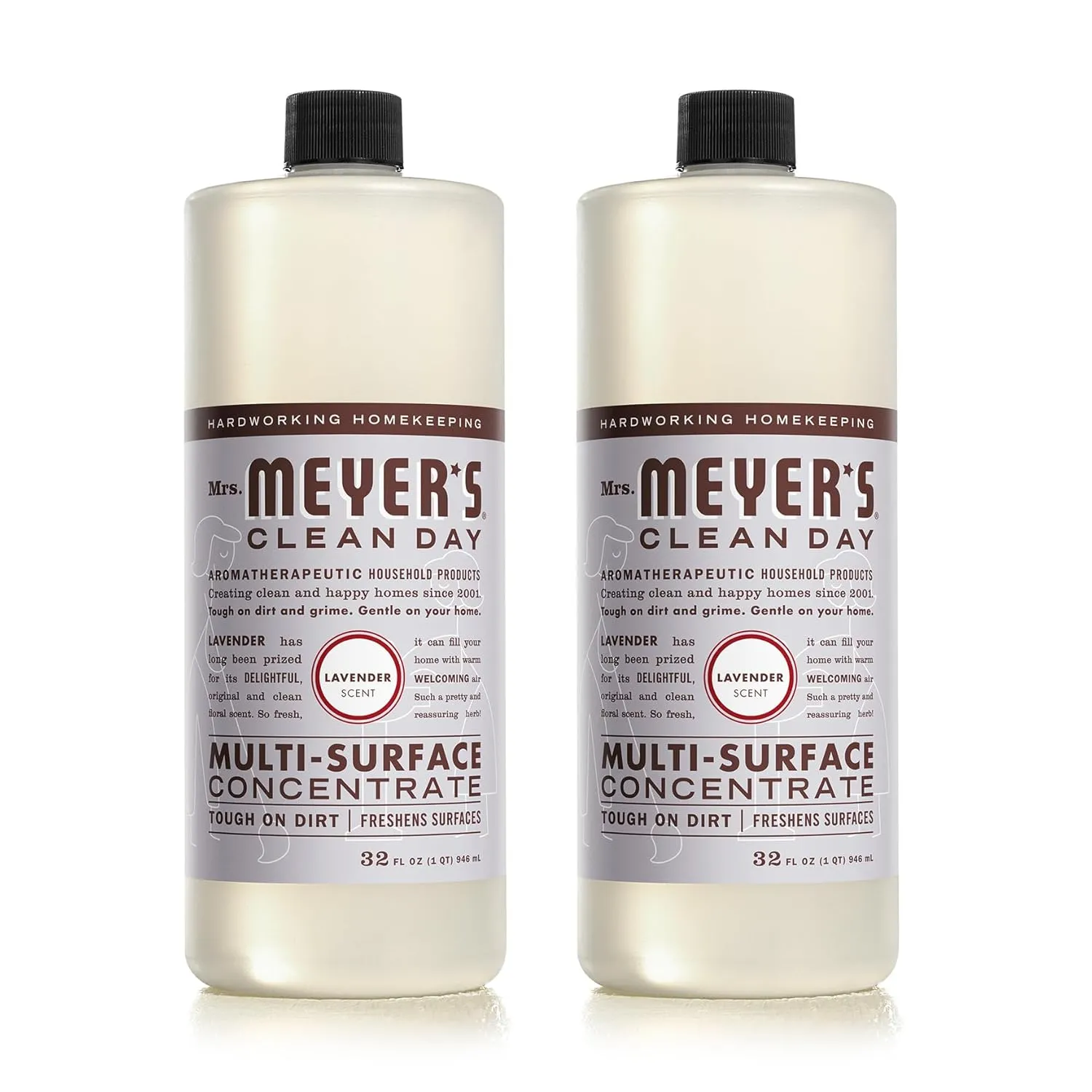 MRS. MEYER'S CLEAN DAY Multi-Surface Cleaner Concentrate, Use to Clean Floors, Tile, Counters, Lavender, 32 fl. oz - Pack of 2