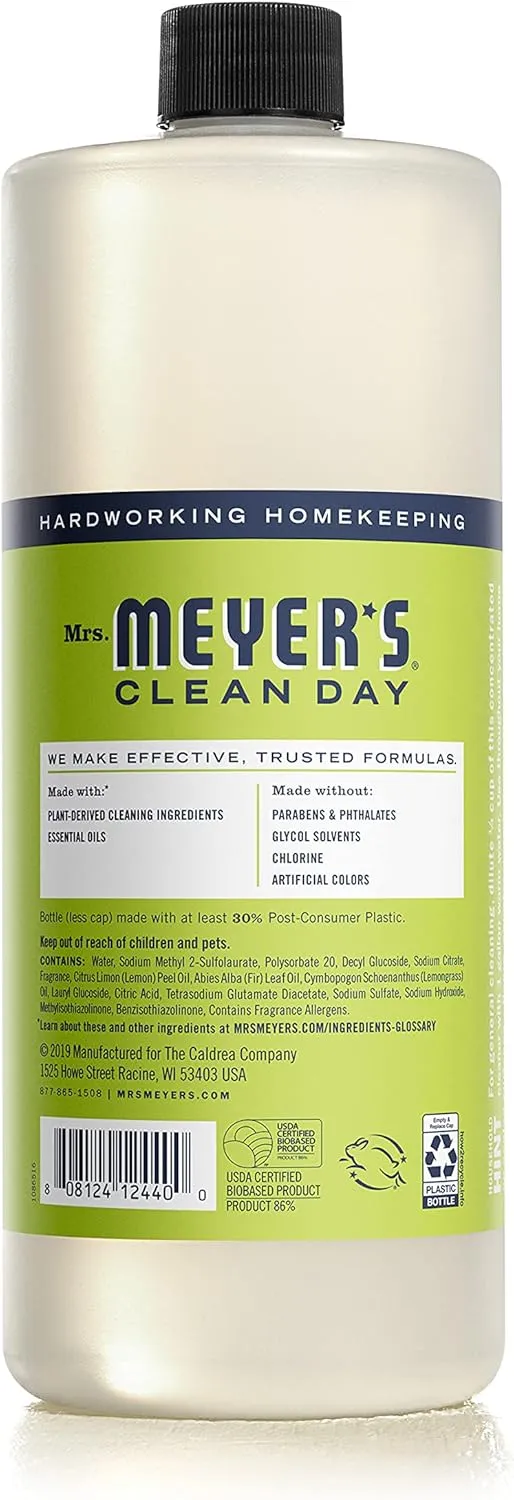 MRS. MEYER'S CLEAN DAY Multi-Surface Cleaner Concentrate, Use to Clean Floors, Tile, Counters, Lemon Verbena, 32 Fl. Oz - Pack of 2