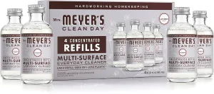 MRS. MEYER'S CLEAN DAY Multi-Surface Everyday Cleaner Concentrated Refills, 4 Concentrated Refills (2 Fl. Oz. each), Lavender Scent, Makes 64 Fl. Oz. Total