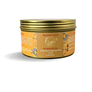 Multi-Purpose Hair & Body Butter, 8 oz, Deep Moisturizer with Sea Buckthorn Oil, Mango Butter and Shea Butter, 100% Natural Ingredients, Sustainable Aluminum Jar, Marigold Sunray Scent.