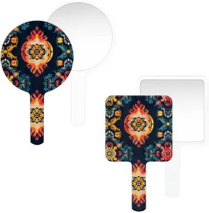 Multi Purpose Hand Mirror Aztec Pattern with Distortion Free Reflection, 6.7 x 3.95 in, Small Cute Square Hand Mirror