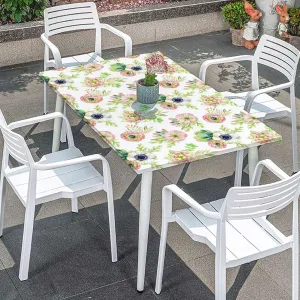 Multicolor Fitted Tablecloth Cover, Sunflowers Rustic Ornamental Image Waterproof Table Cloths for Kitchen Holiday Party Outdoor Picnic Floral Fits up 5 Foot Tables