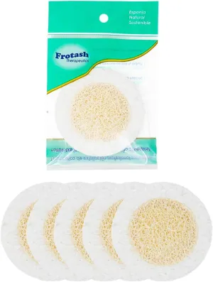 Natural Facial Sponge for Daily Cleansing, Exfoliating & Makeup Removal | Double-Sided Eco-Friendly Reusable Premium Pads for Varied Exfoliation | 100% Cellulose & Premium Loofah | 6 Count