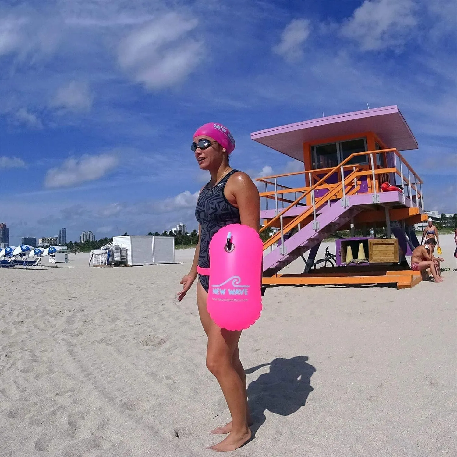 New Wave Swim Bubble for Open Water Swimmers and Triathletes - Be Bright, Be Seen & Be Safer with New Wave While Swimming Outdoors with This Safety Swim Buoy Tow Float