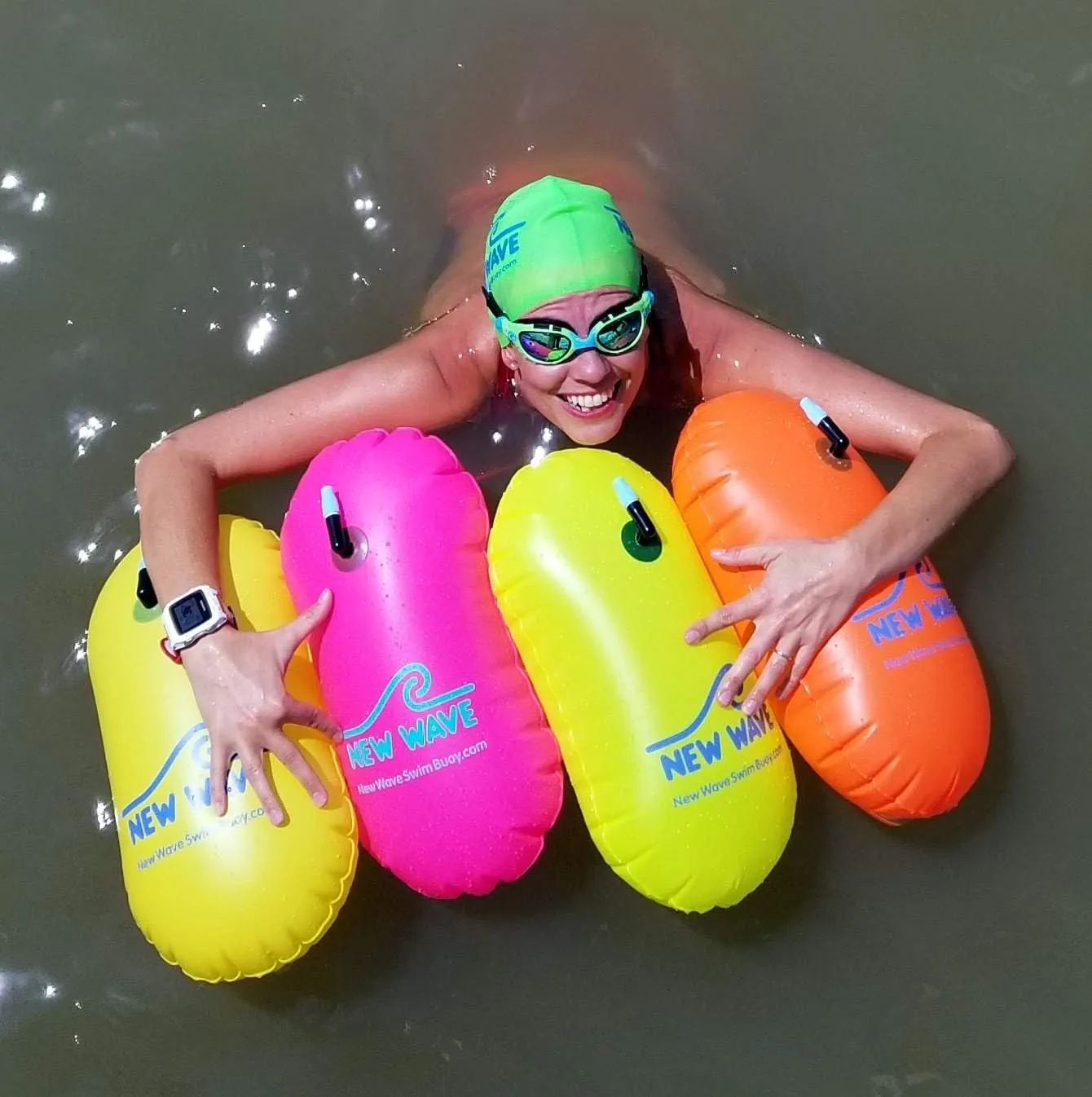 New Wave Swim Bubble for Open Water Swimmers and Triathletes - Be Bright, Be Seen & Be Safer with New Wave While Swimming Outdoors with This Safety Swim Buoy Tow Float